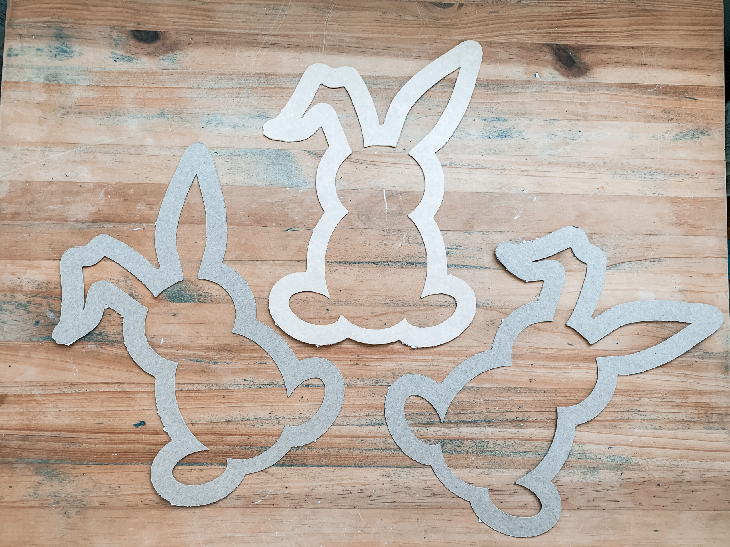 Easter bunny outline made of cardboard for kids color learning activity craft