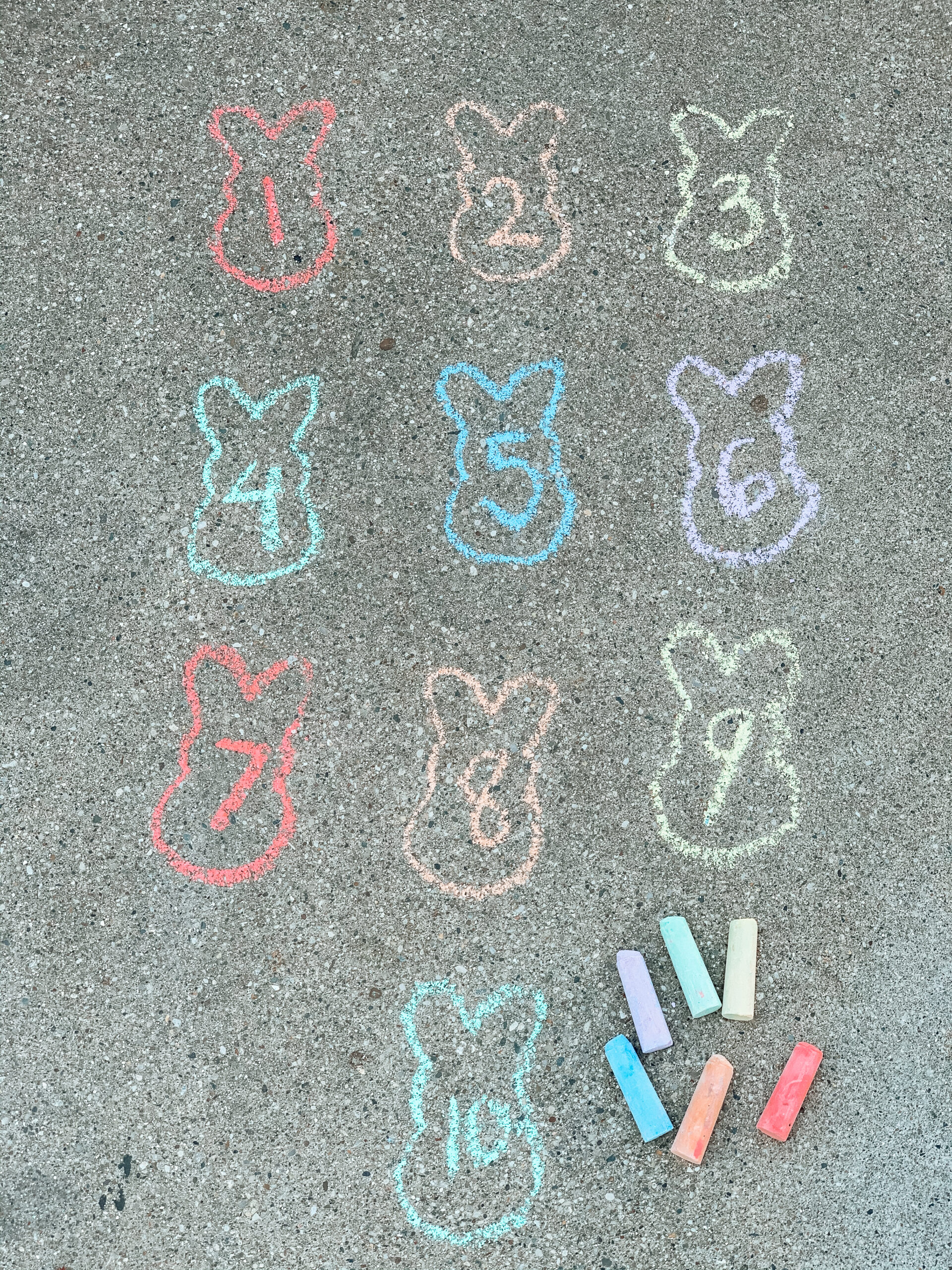 Sidewalk chalk numbers kids activity 