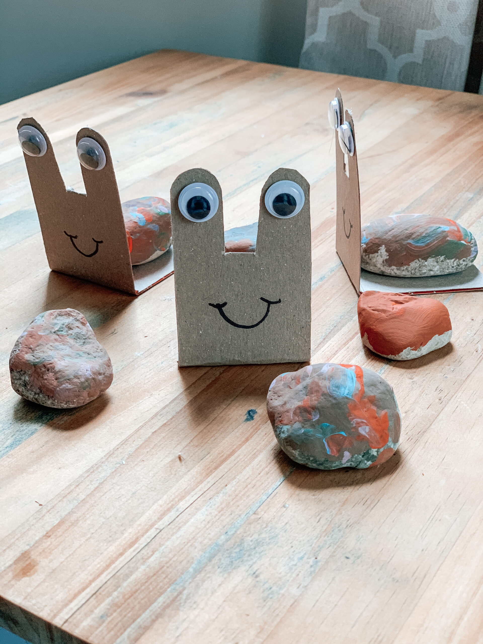 Painted rock snail kids craft
