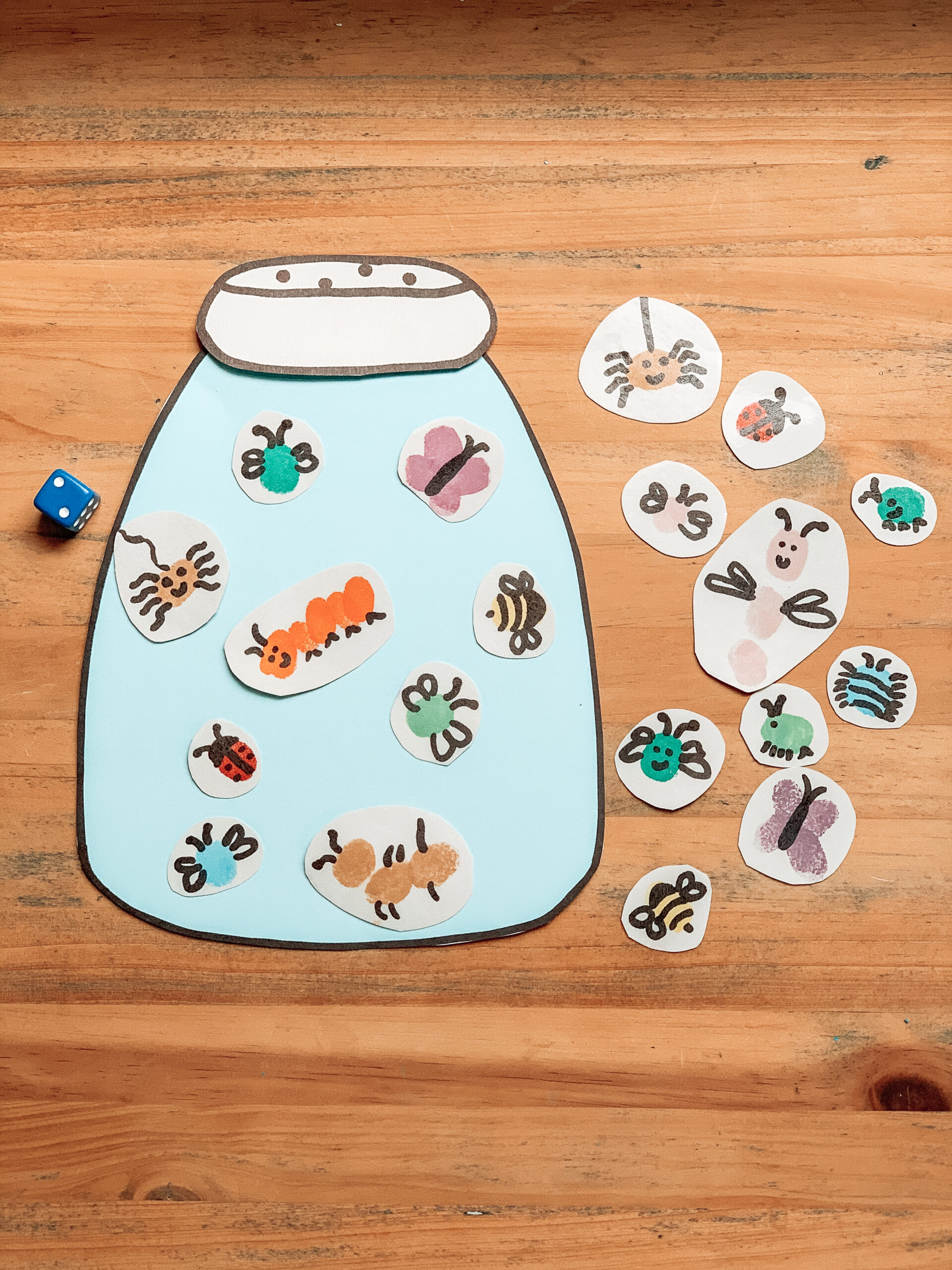 Kids fingerprint bug craft and counting game